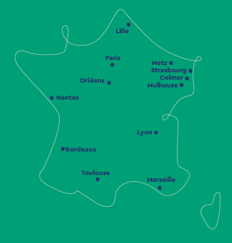 Carte des 12 implantations du Groupe OTE